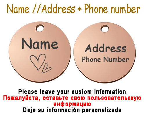 Personalized Pet Cat Dog Name Collar Accessories Circle Custom Engraved ID Tag Necklace Chain Charm Supplies For Dog Product