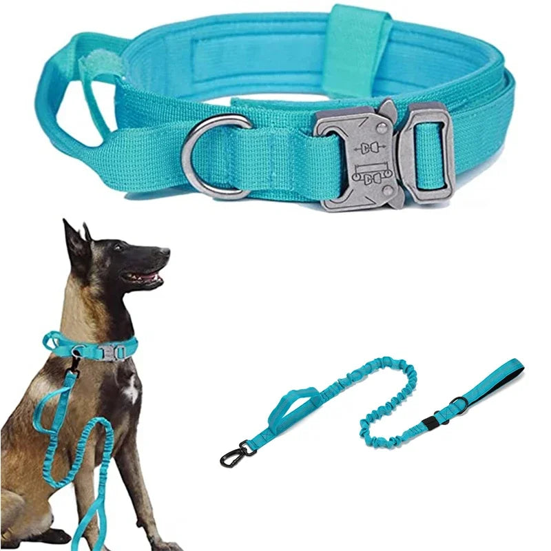 Durable Tactical Dog Collar Leash Set Adjustable Military Pet Collar Leash Medium Large Dog German Shepherd Training Accessories