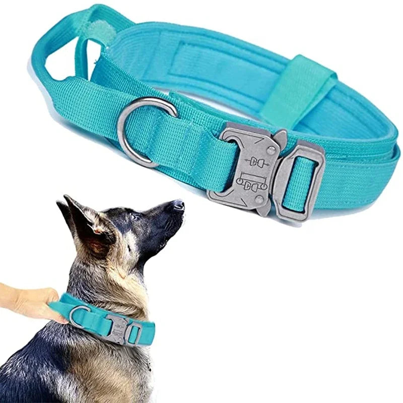Durable Tactical Dog Collar Leash Set Adjustable Military Pet Collar Leash Medium Large Dog German Shepherd Training Accessories