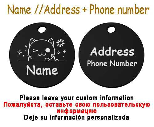 Personalized Pet Cat Dog Name Collar Accessories Circle Custom Engraved ID Tag Necklace Chain Charm Supplies For Dog Product