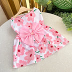 Dog Princess Dress Summer Kitten Pet Skirt Cute Printed Bow Lace Dog Dresses for Small Medium Puppies Poodle Chihuahua Apparel