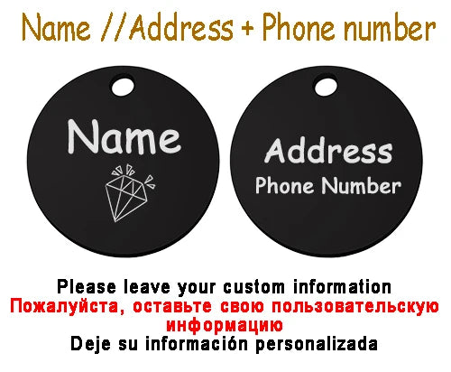 Personalized Pet Cat Dog Name Collar Accessories Circle Custom Engraved ID Tag Necklace Chain Charm Supplies For Dog Product