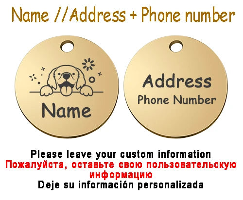 Personalized Pet Cat Dog Name Collar Accessories Circle Custom Engraved ID Tag Necklace Chain Charm Supplies For Dog Product