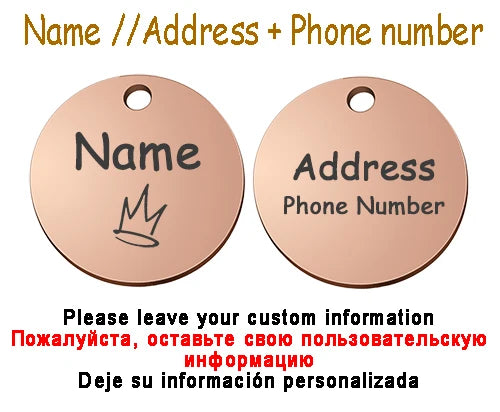 Personalized Pet Cat Dog Name Collar Accessories Circle Custom Engraved ID Tag Necklace Chain Charm Supplies For Dog Product