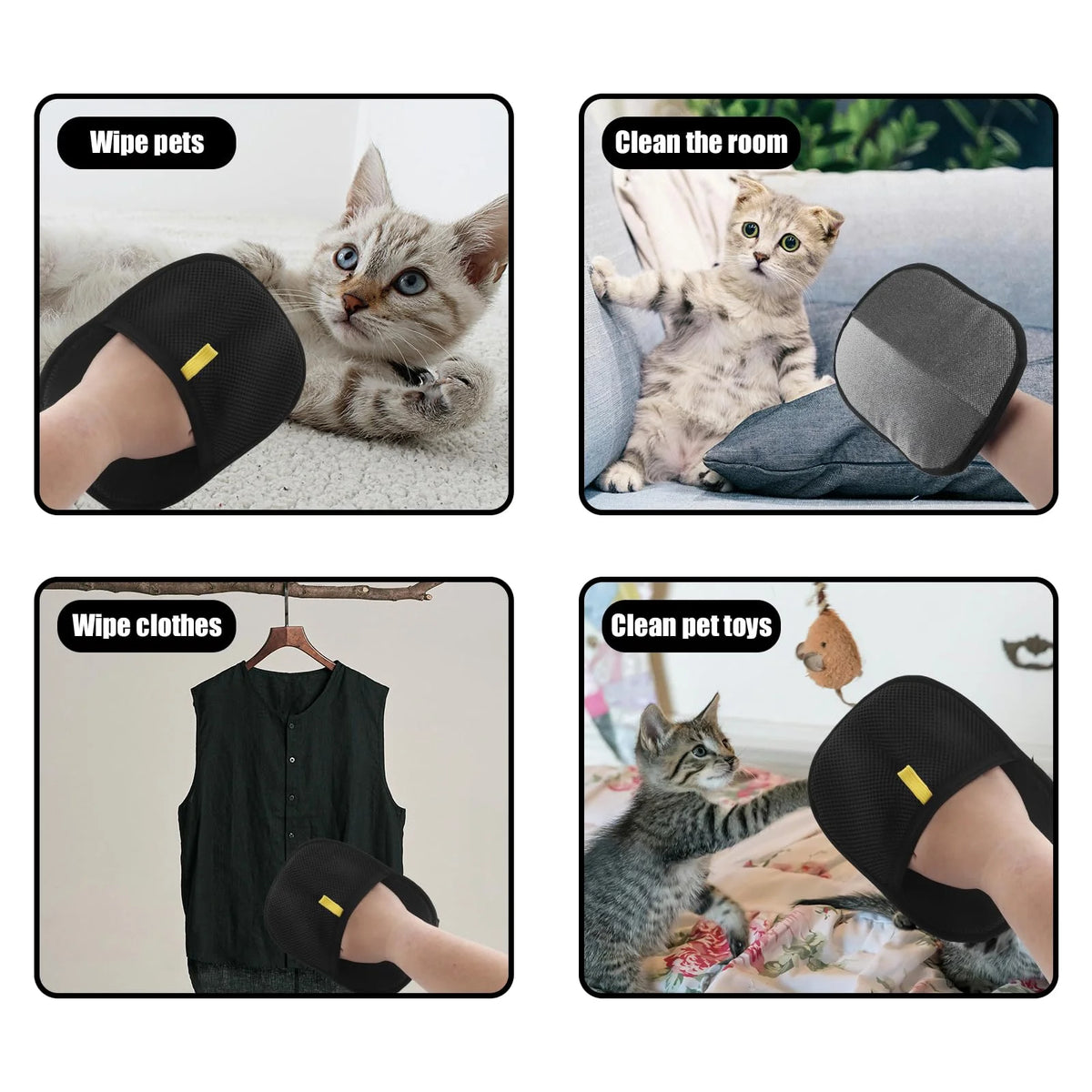 Pet Hair Removal Tool Reusable Static Removal Gloves, Double-Sided Grooming Gloves for Pets, Removes Pet Fur Hair for Carpets