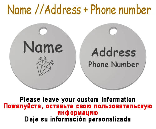 Personalized Pet Cat Dog Name Collar Accessories Circle Custom Engraved ID Tag Necklace Chain Charm Supplies For Dog Product