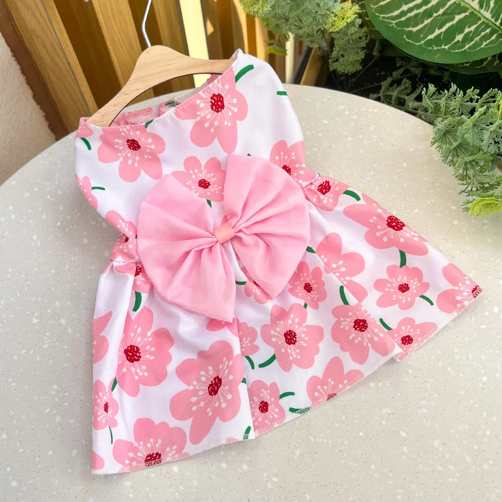 Dog Princess Dress Spring Summer Kitten Pet Skirt Cute Dog Dress Bow Lace for Small Medium Puppy Poodle Chihuahua