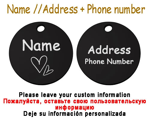 Personalized Pet Cat Dog Name Collar Accessories Circle Custom Engraved ID Tag Necklace Chain Charm Supplies For Dog Product