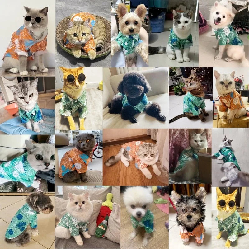 Summer Pet Clothes Hawaiian Style Pet Beach Dog Shirts Fashion Puppy Vest Coconut Print Cat Shirt Chihuahua Yorkies Pet Clothes