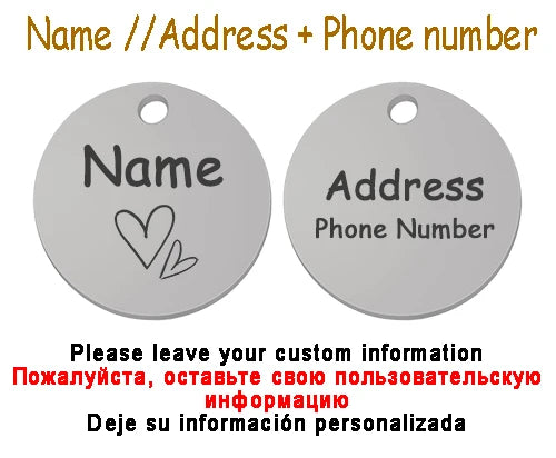 Personalized Pet Cat Dog Name Collar Accessories Circle Custom Engraved ID Tag Necklace Chain Charm Supplies For Dog Product