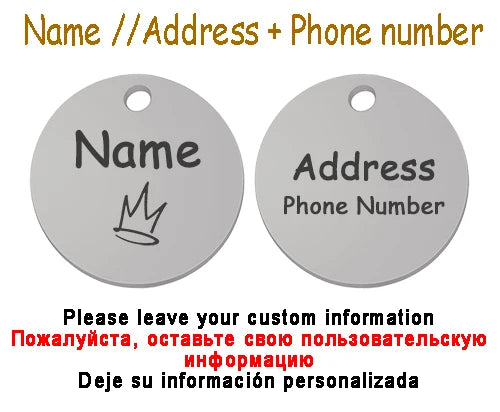 Personalized Pet Cat Dog Name Collar Accessories Circle Custom Engraved ID Tag Necklace Chain Charm Supplies For Dog Product