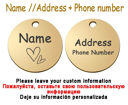 Personalized Pet Cat Dog Name Collar Accessories Circle Custom Engraved ID Tag Necklace Chain Charm Supplies For Dog Product