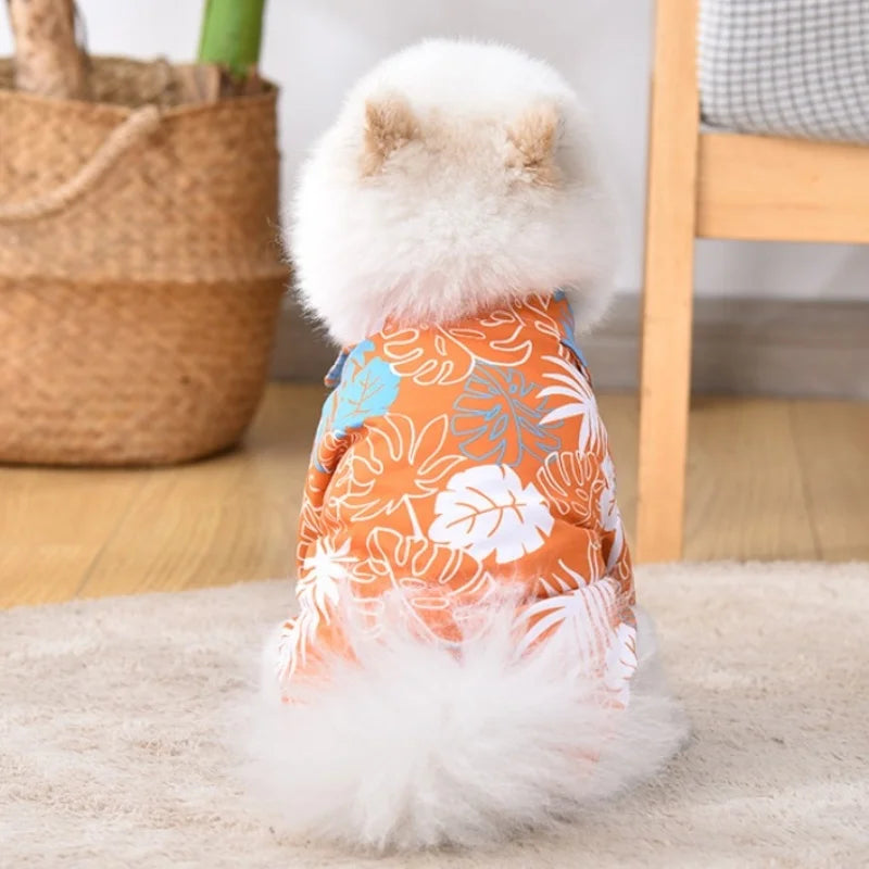 Summer Pet Clothes Hawaiian Style Pet Beach Dog Shirts Fashion Puppy Vest Coconut Print Cat Shirt Chihuahua Yorkies Pet Clothes