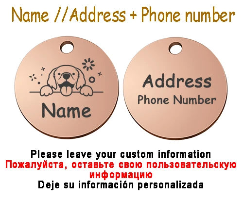 Personalized Pet Cat Dog Name Collar Accessories Circle Custom Engraved ID Tag Necklace Chain Charm Supplies For Dog Product
